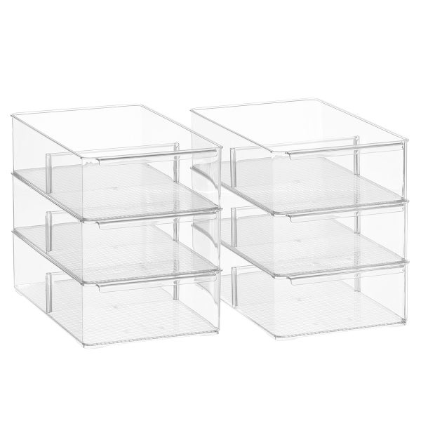 Everything Organizer Wide Stacking Fridge Bins with Dividers