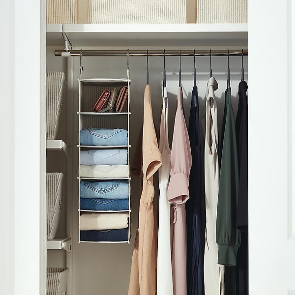 Clothes Organizer with 3 Hanging Rod Closet Organizer with Shelf