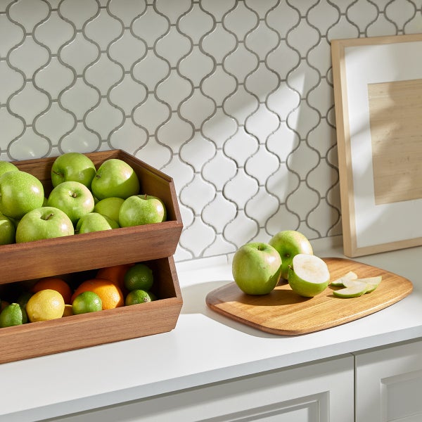 Stackable Acacia Storage Bins