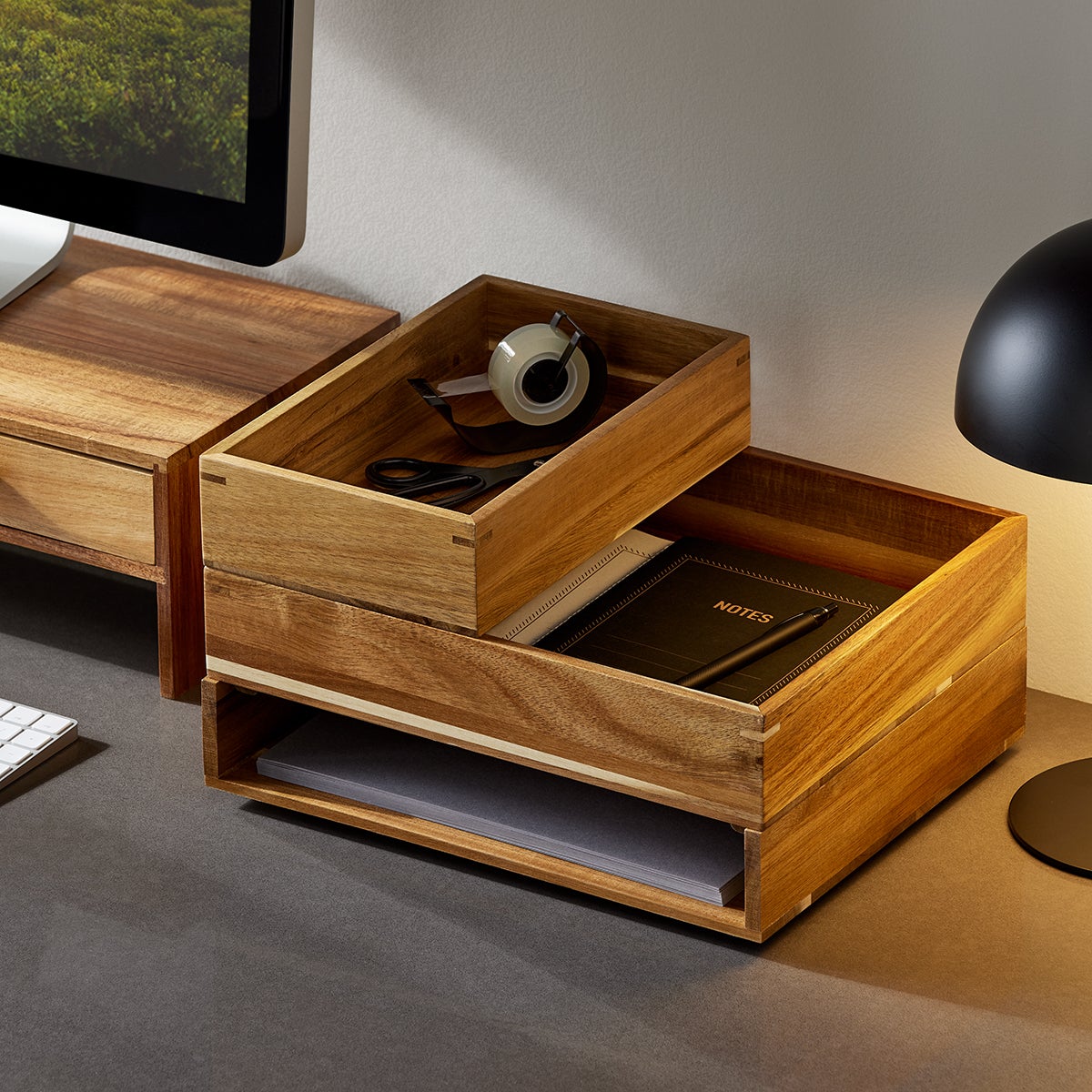 Rowan Acacia Accessory Stacking Tray