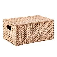 Small Water Hyacinth Storage Box with Hinged Lid