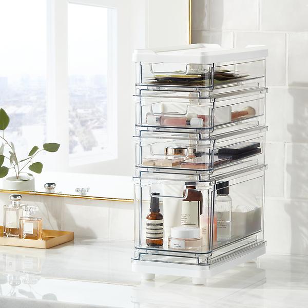 Clear Bathroom Stackable Drawer Organizers Starter Kit