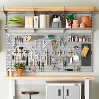 Elfa Utility Garage Planting Pegboard & Shelves | The Container Store
