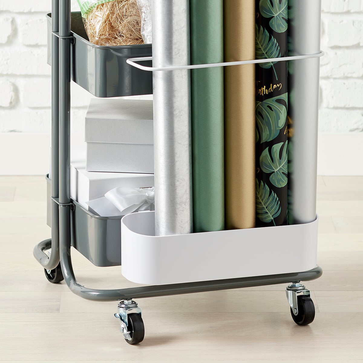 The Container Store 3-Tier Cart Gift Wrap Organizer