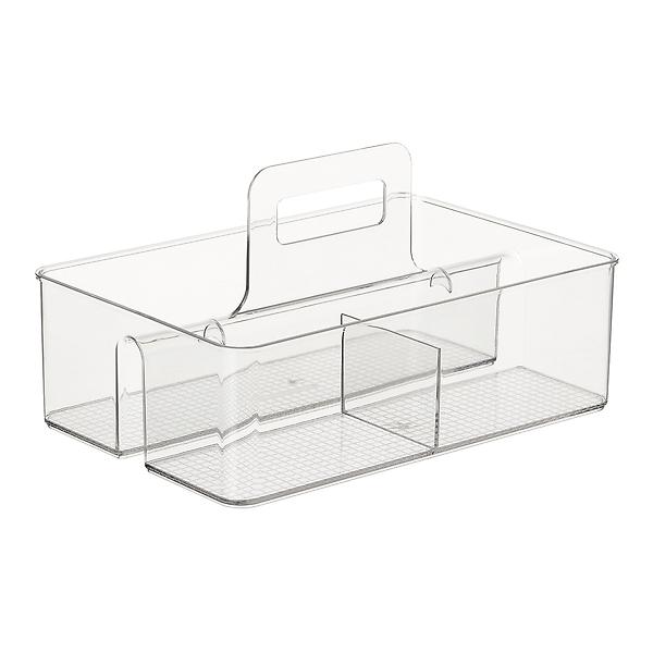 mDesign Small Plastic Caddy Tote for Desktop Office Supplies - Clear