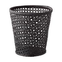 The Container Store Albany Rattan Cane Trash Can Black