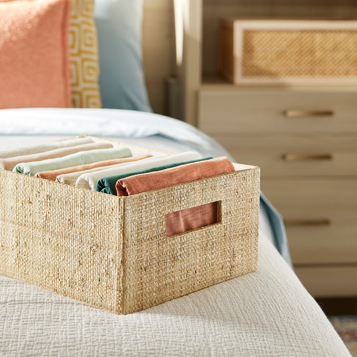 The Container Store Artisan Grasscloth Bin | The Container Store