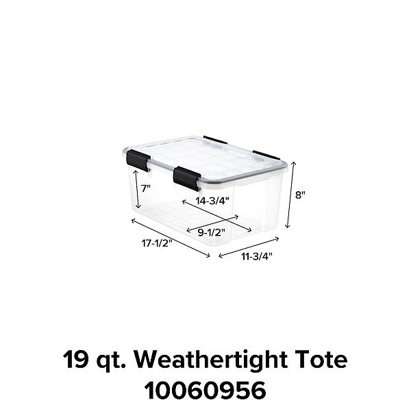 Iris USA Weathertight Storage Box, Clear, 19 qt