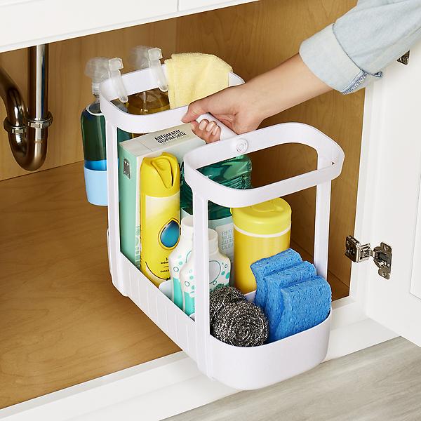 Portable Storage Basket Cleaning Caddy Storage Organizer Tote with Handle  for Laundry Bathroom Kitchen Spray Bottles Clothes Brush Supplies Storage  Baskets 
