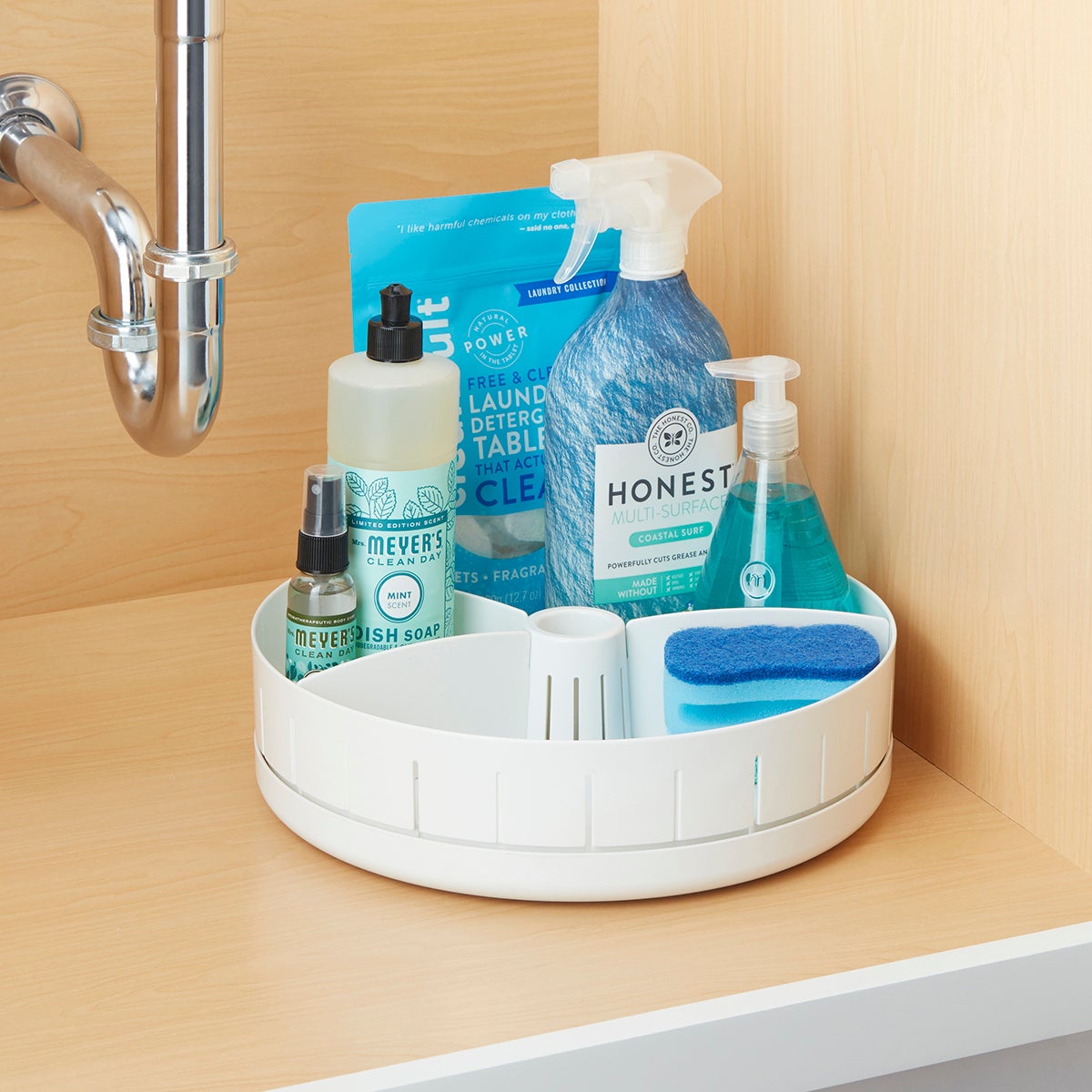 Under sink sales storage turntable