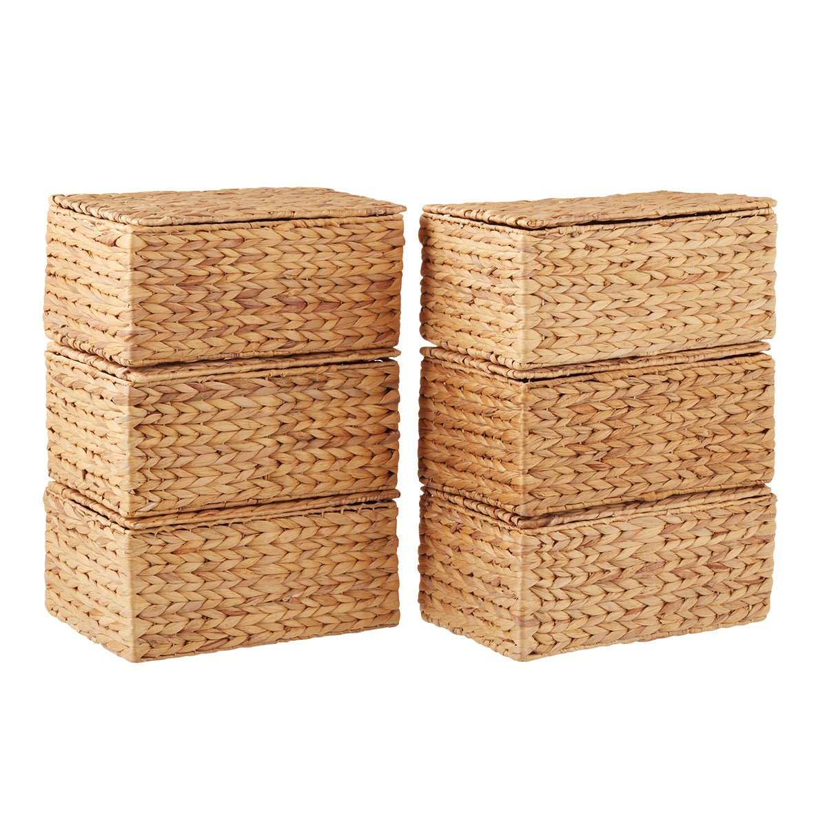 Small Water Hyacinth Storage Box with Hinged Lid