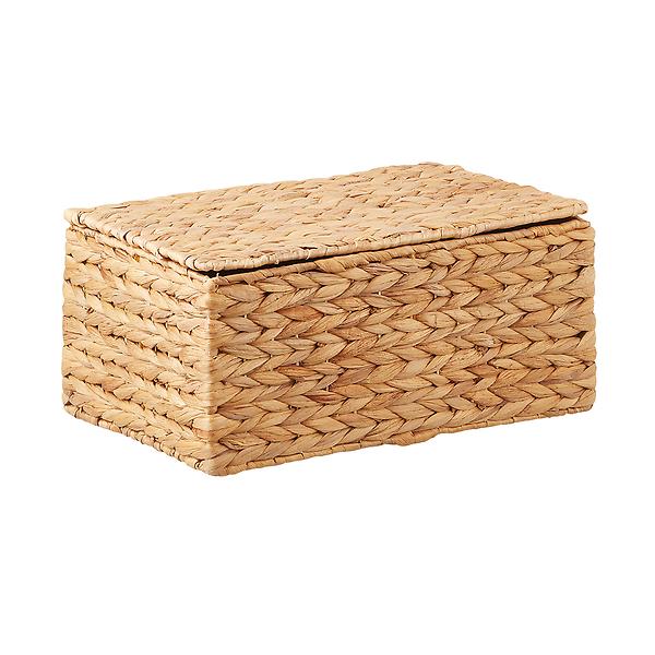 Small Water Hyacinth Storage Box with Hinged Lid