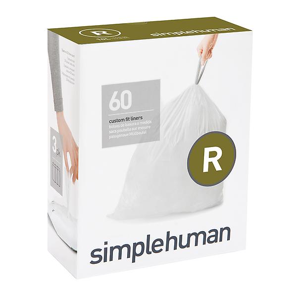 simplehuman Code R Custom Fit Drawstring Trash Bags, 10 Liter / 2.6 Gallon,  60