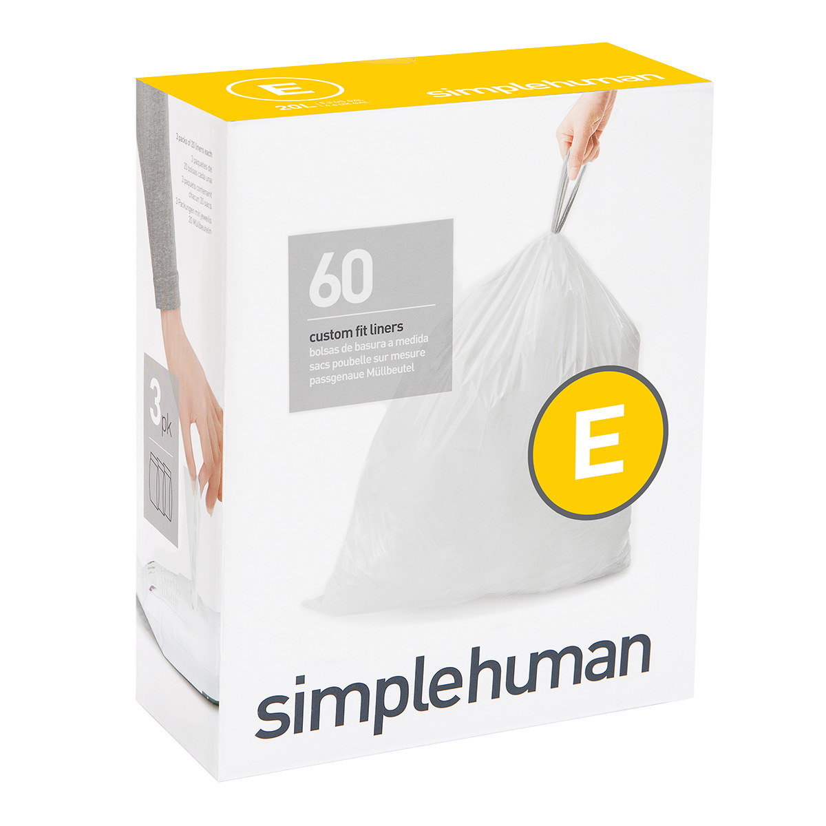 Simplehuman Code K Custom Fit Liners Extra Strong 20 Trash Bags 35-45 Liter