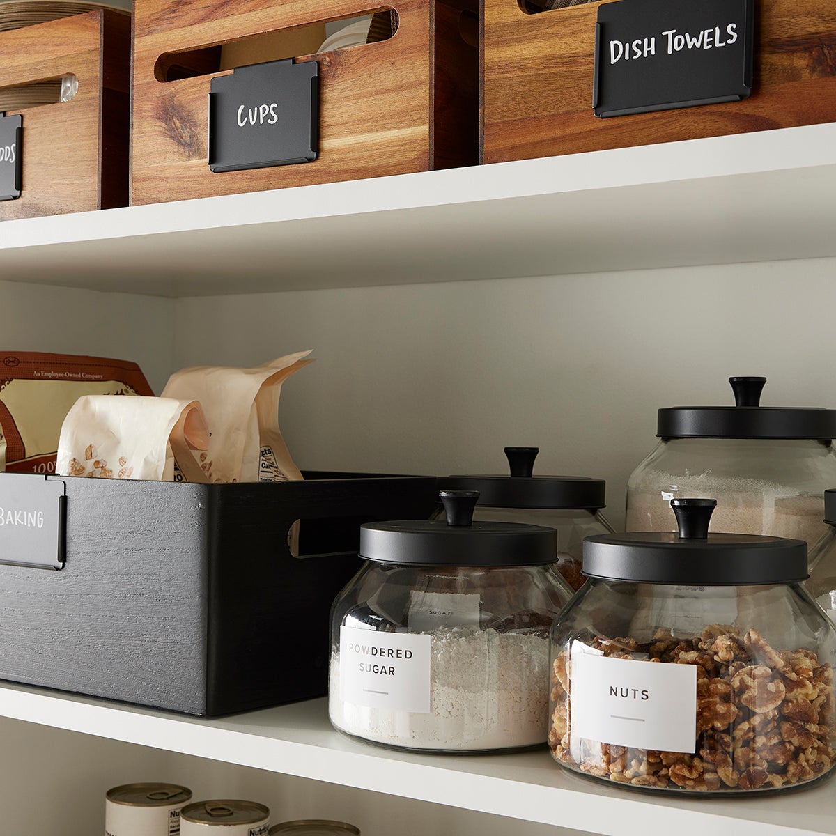 Glass Canisters with Matte Black Lids