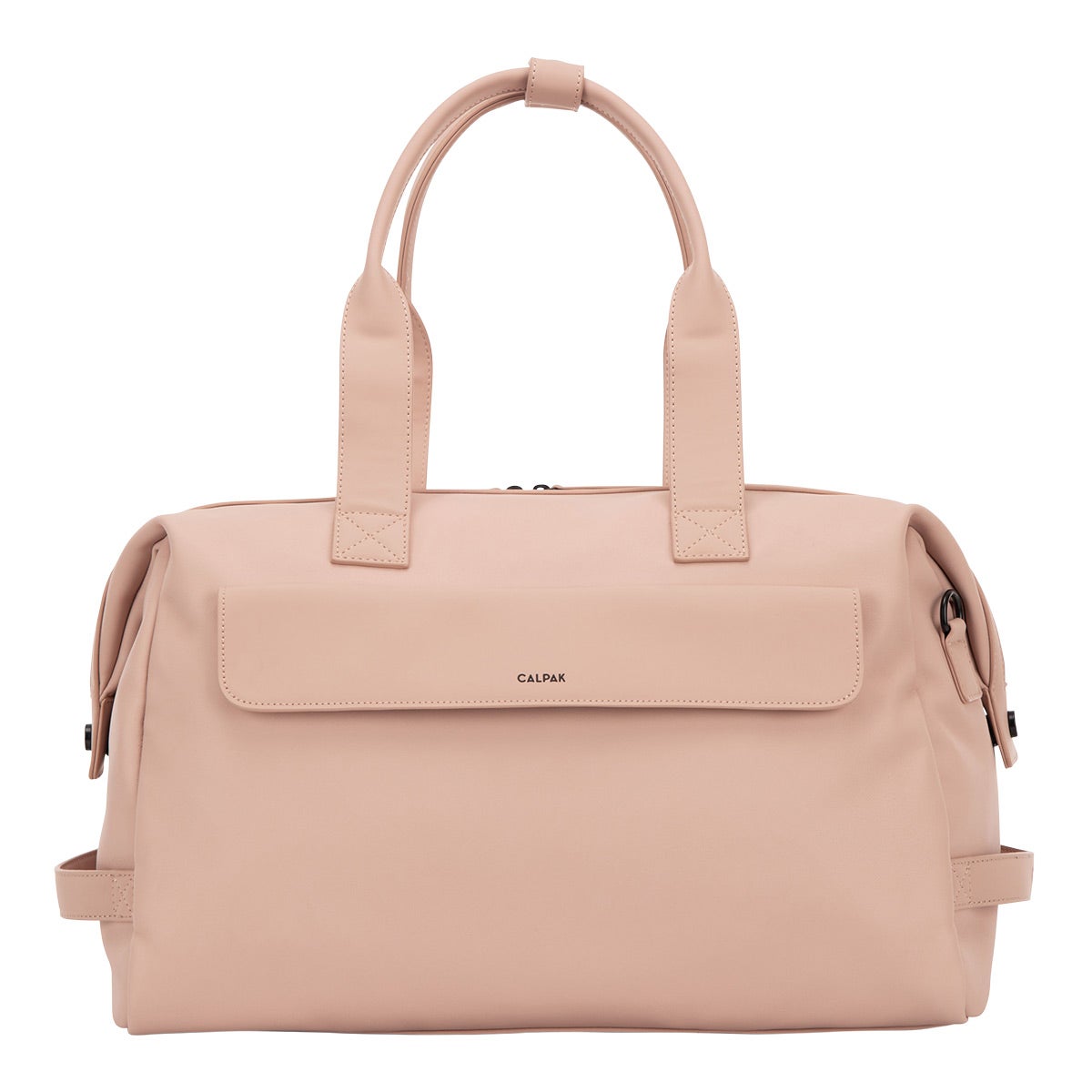 Pink leather duffle bag