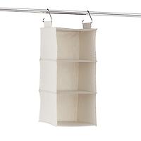 The Container Store 3-Compartment Hanging Closet Organizer Grey Stripe
