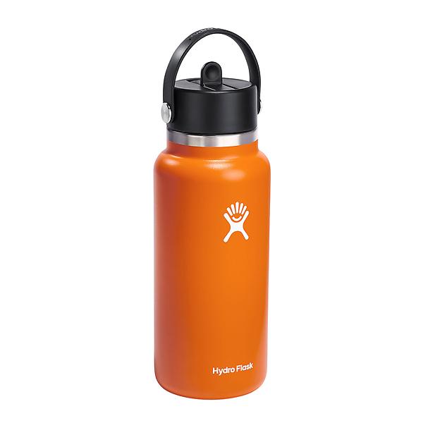 32oz Hydro Flask Water Bottle Stainless Steel Wide Mouth W/Straw Lid Orange