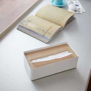 Distributeur De Mouchoirs Tour Yamazaki - Blanc, Acier/ABS/silicone - 6.8 X 6.8 X 25 Cm - Pour Maison Et Voyage
