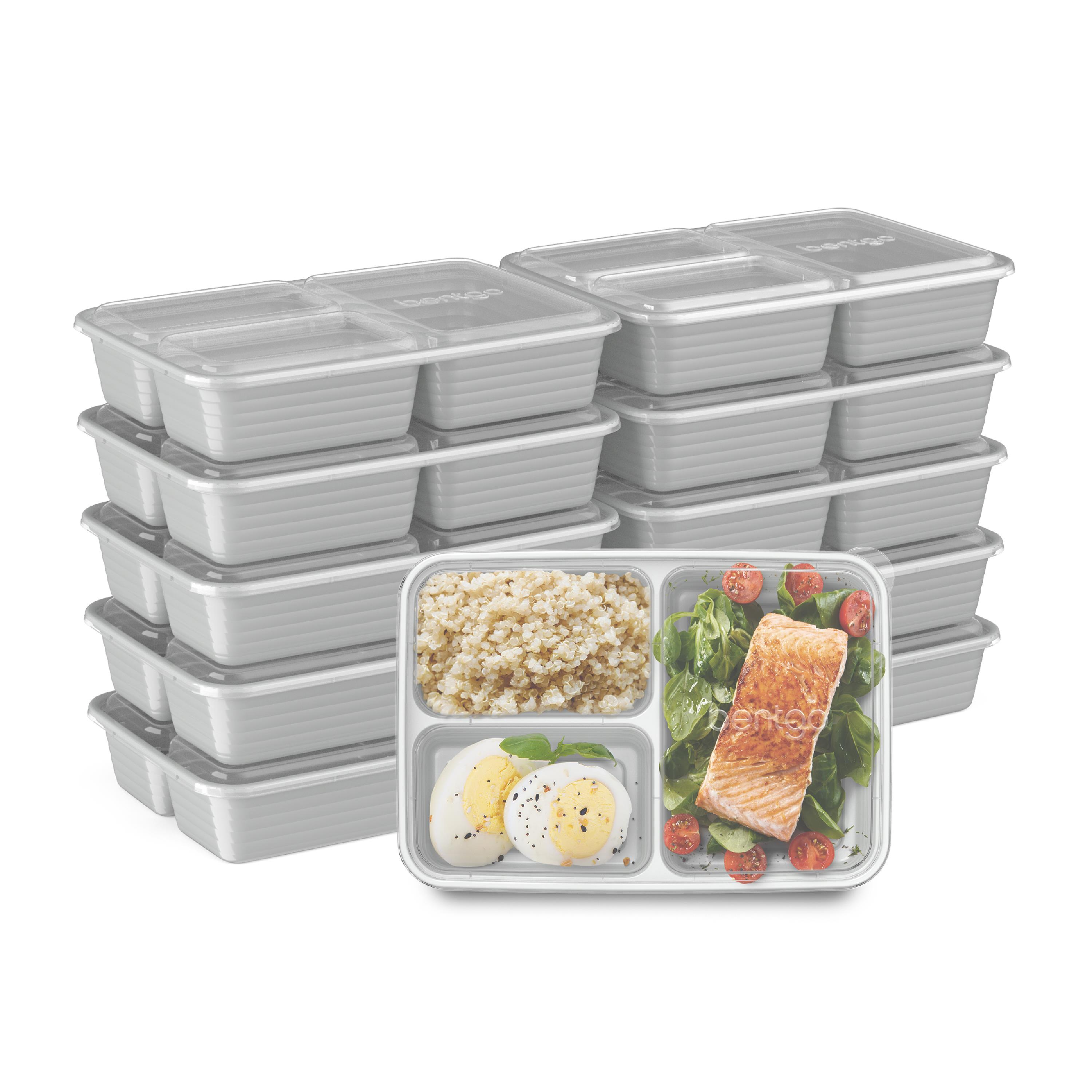 BENTGO MEAL PREP CONTAINERS 3-COMPARTMENT 20 PC. SET BGPRP3-NB *FREE LUNCH  BAG*