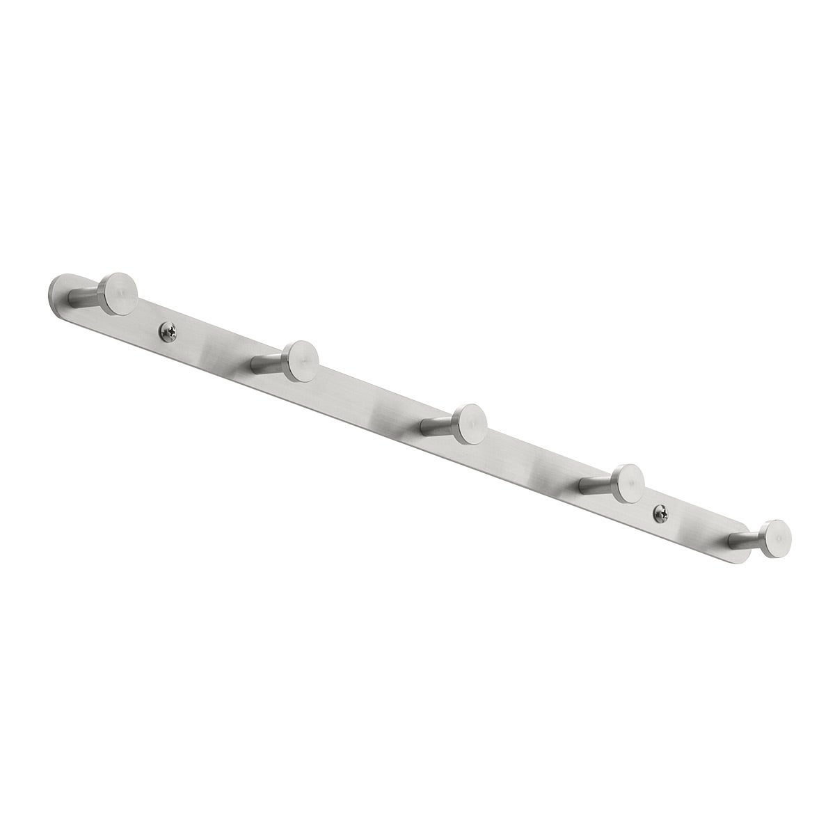 The Container Store Cylinder Rail 5 Hook Brushed Nickel, 16-3/4 x 1 x 1-1/4 H