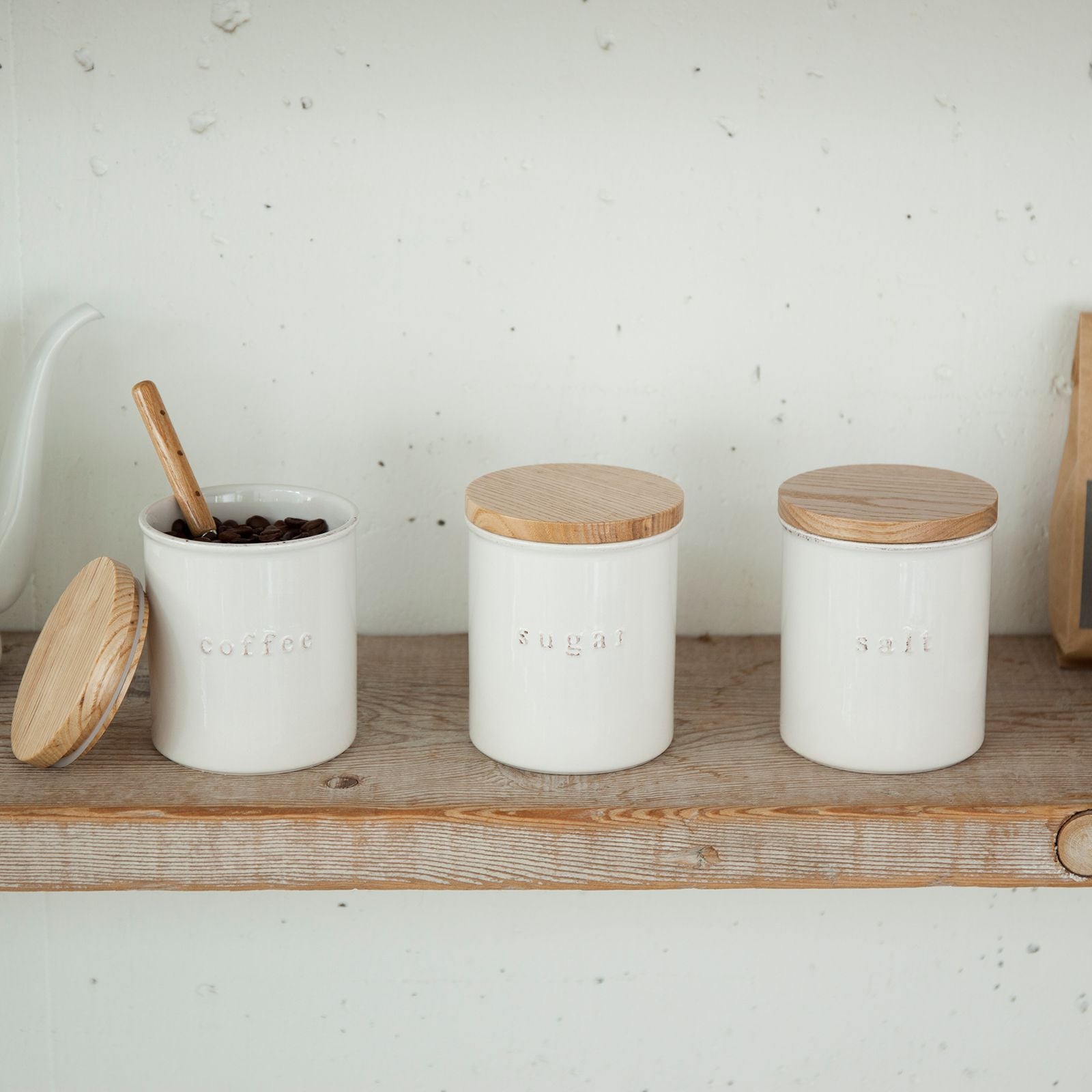 Yamazaki Tosca Ceramic Salt Canister | The Container Store