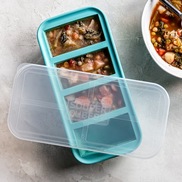 Souper Cubes 1-Cup Silicone Freezing Tray - Freeze and Store Food in 1-Cup  Portions, Aqua, 2-Pack, with lids dishwasher and oven safe freezer  containers 