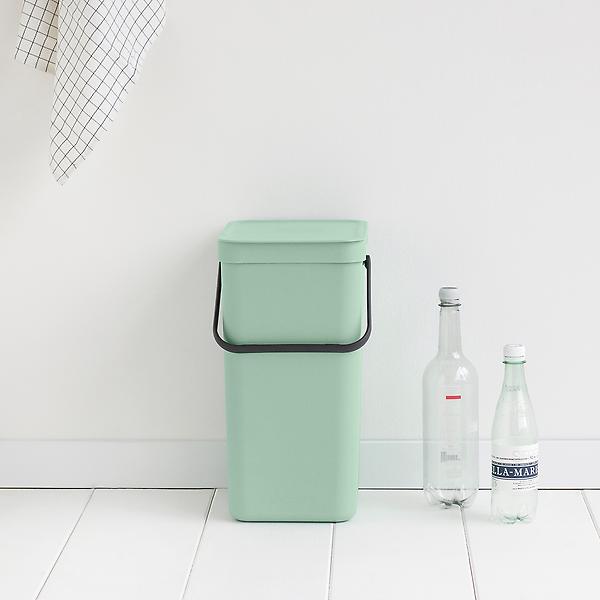 Brabantia Sort & Go Kitchen Recycling Can (3.2 Gal/Fir Green) Stackable  Waste Organiser with Handle & Removable Lid, Easy Clean, Fixtures Included  for