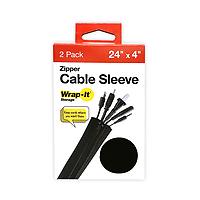 Wrap It Zipper Cable Sleeve Black Pkg/2