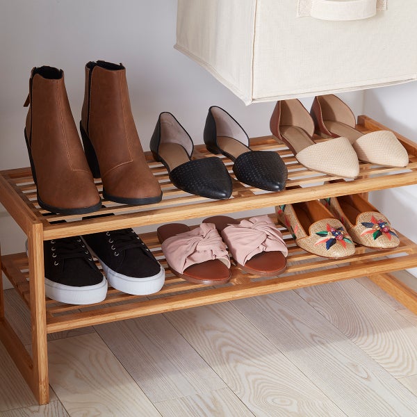 2-Tier Bamboo Stackable Shoe Shelf