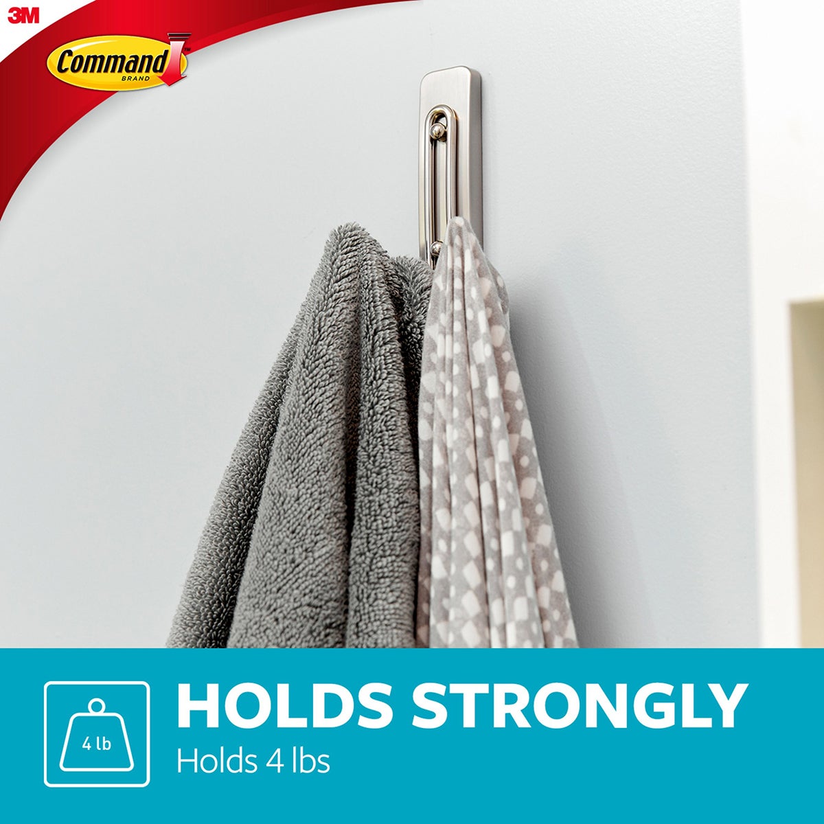 3M Command Satin Nickel Bath Double Hook The Container Store