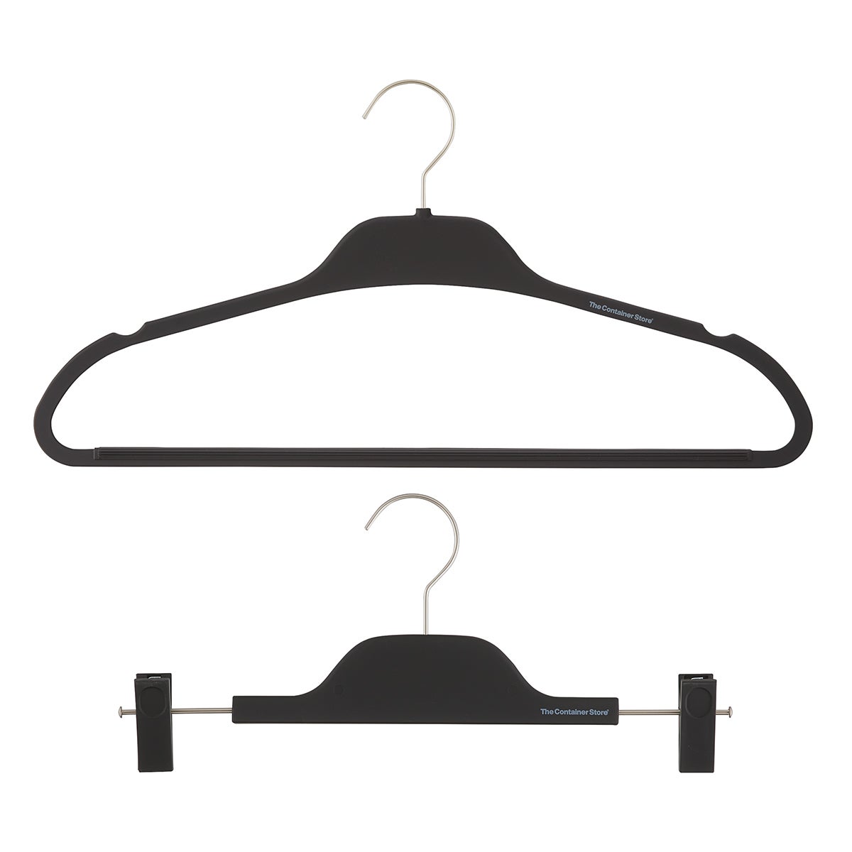 The Container Store Non-Slip Rubberized Hangers with Satin Nickel Hardware