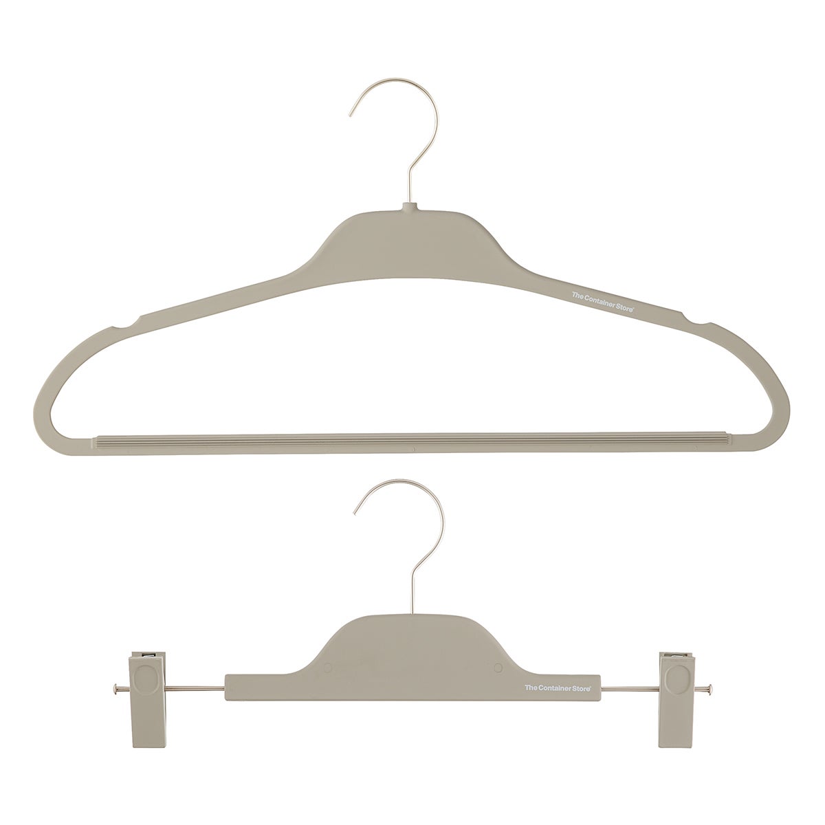 The Container Store Non-Slip Rubberized Hangers with Satin Nickel Hardware