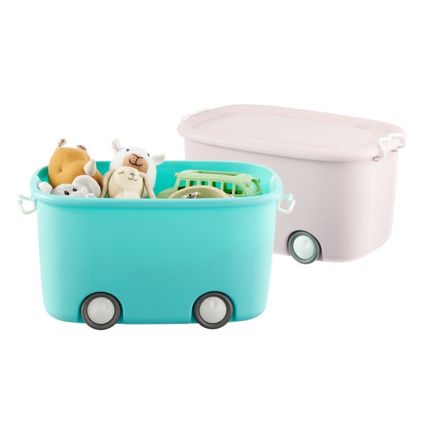 Aqua Rolling Storage Bin with Lid