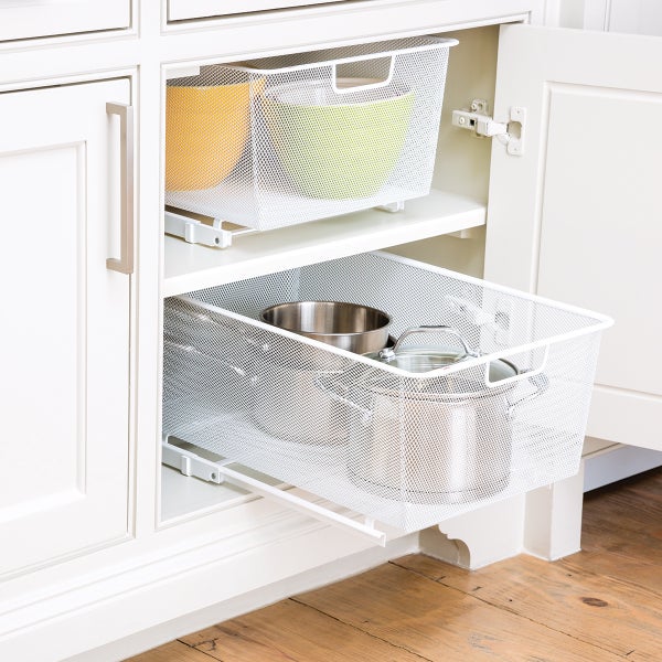 Pull Out Cabinet Organizer Sliding Drawer Kitchen Storage 11 x 21 - Silver