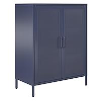 Novogratz Tall 2 Door Mesh Metal Locker Cabinet Navy Blue