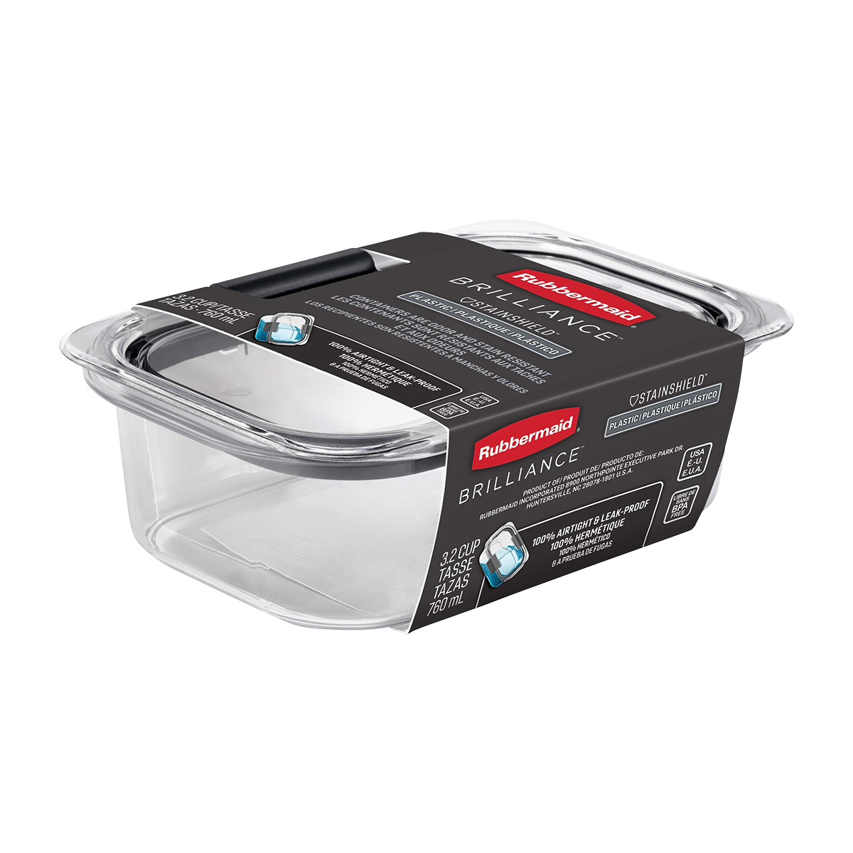 Rubbermaid Brilliance 3.2 Cup Food Container with Airtight & Leak-Proof Lid