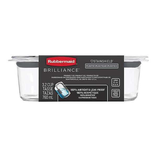 rubbermaid brilliance food storage container, medium, 3.2 cup, clear