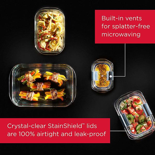 Rubbermaid Brilliance Storage Plastic Lids, Leak Proof Food Container,  Clear, 24-Piece & Leak-Proof Brilliance Food Storage Set | 9.6 Cup Plastic