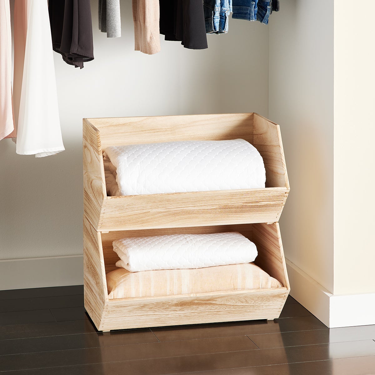 Open Front Stackable Storage Bins Stacking Storage Bins Adult Natural ...