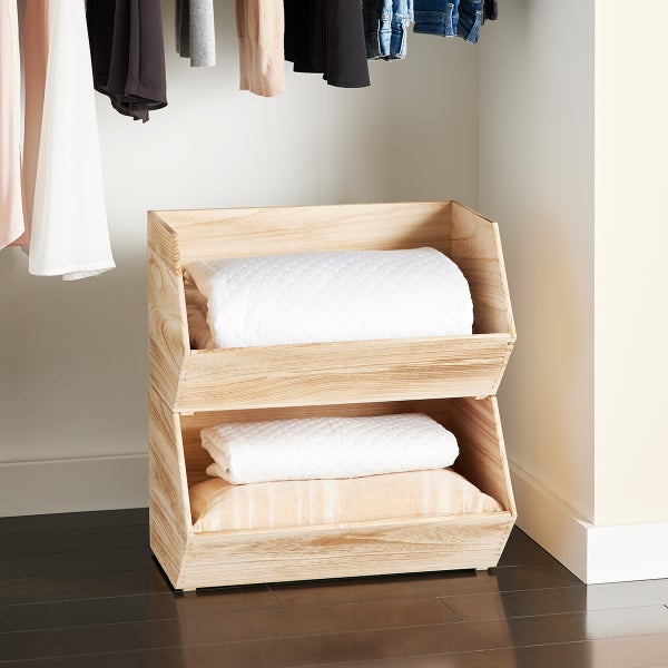 Large Wooden Stacking Bin