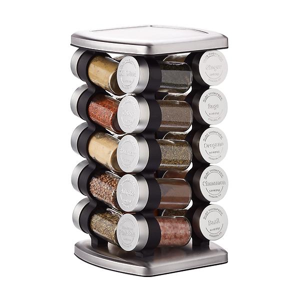 Rotating Spice Rack Organizer with 18 Glass Spice Jars With Spice
