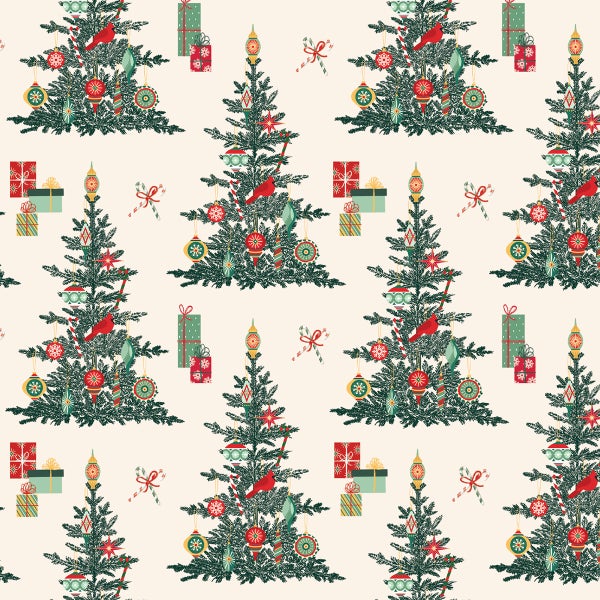 Punch Studio Retro Trees Wrapping Paper
