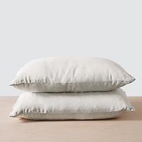 The Citizenry Standard Stonewashed Linen Pillowcases Sand Thin Stripe Set of 2