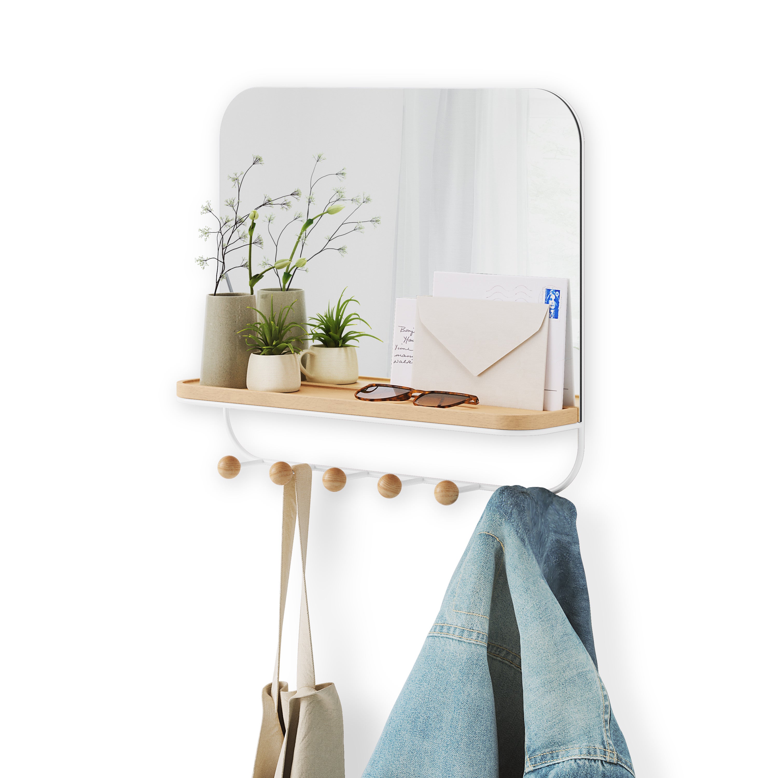 Mudroom mirror with hooks clearance