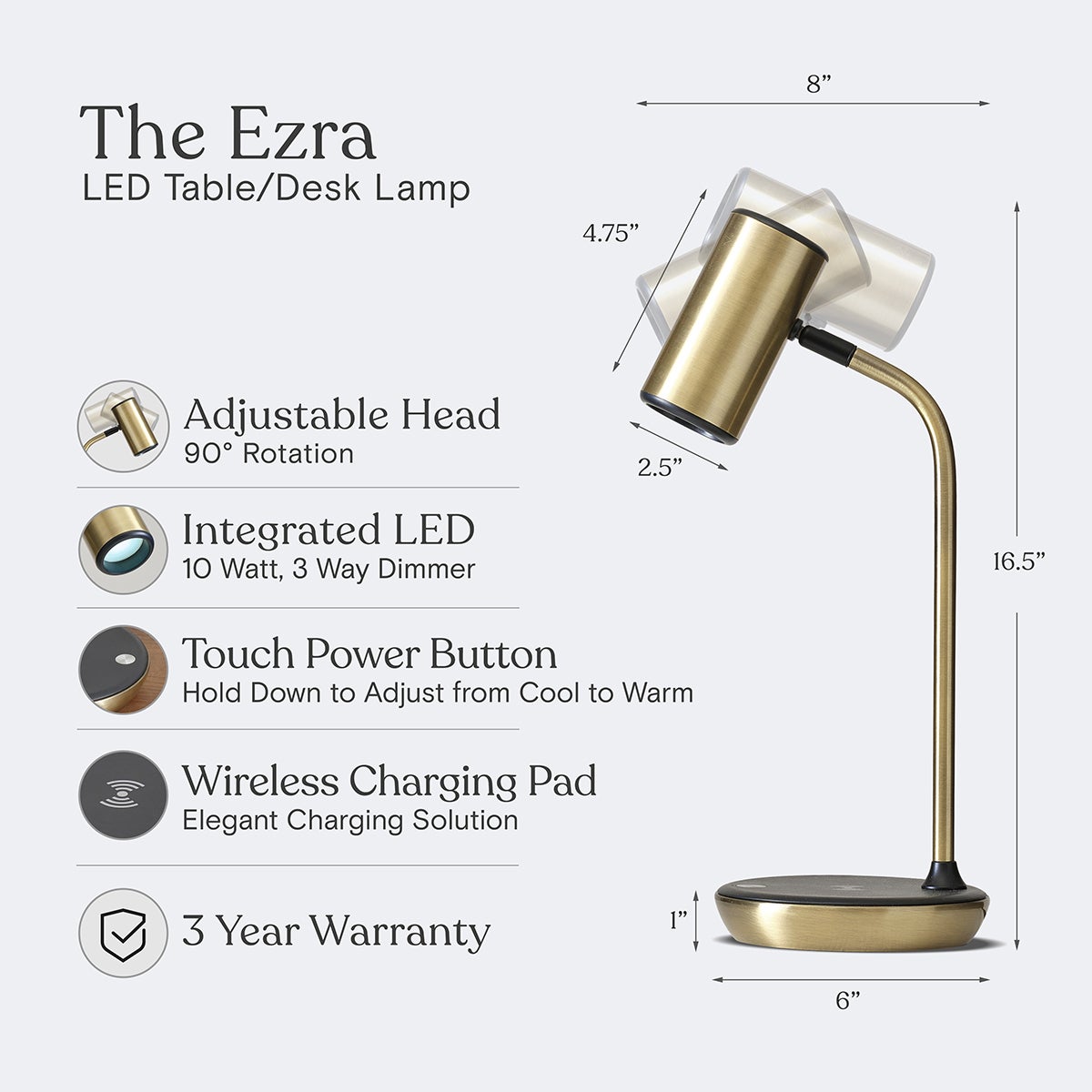 Brightech Ezra Table Lamp with Wireless Charger
