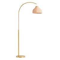 Brightech Lark LED Arc Floor Lamp with Rattan Wicker Shade