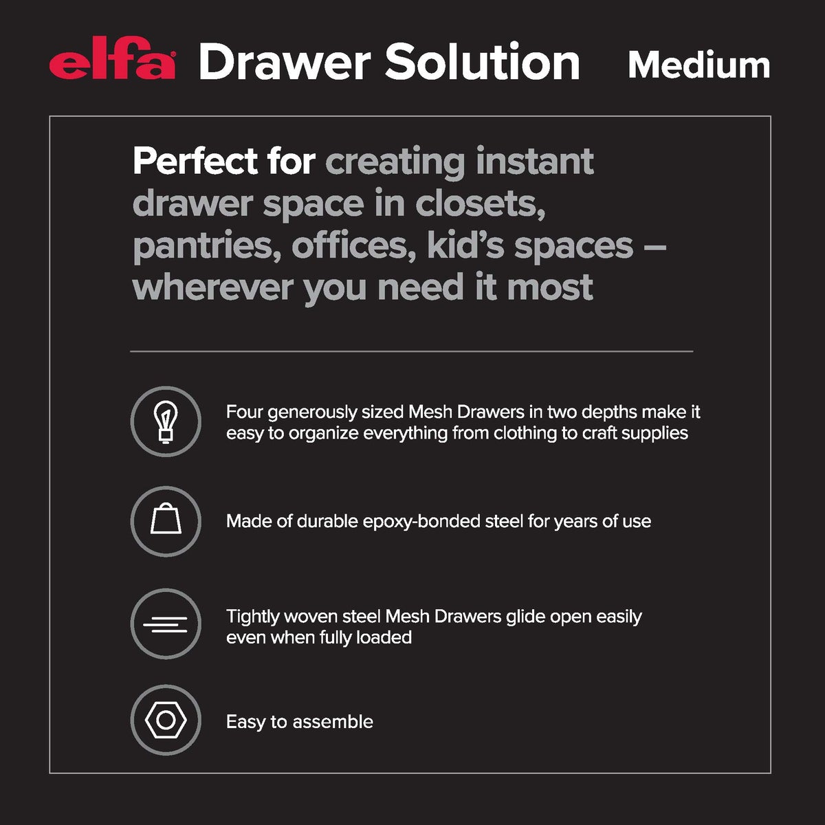 Elfa Medium Drawer Solution