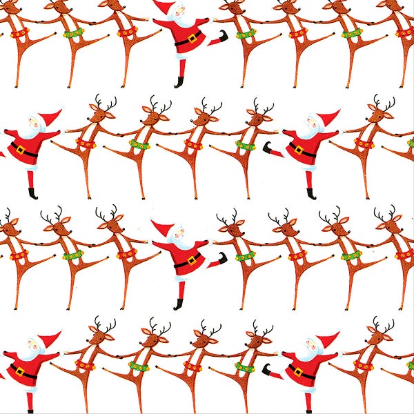 Caspari Santa's Kickline Wrapping Paper