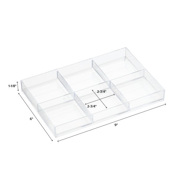 6 Pack Large Clear Plastic Trays, Acrylic Kitchen Drawer Dividers